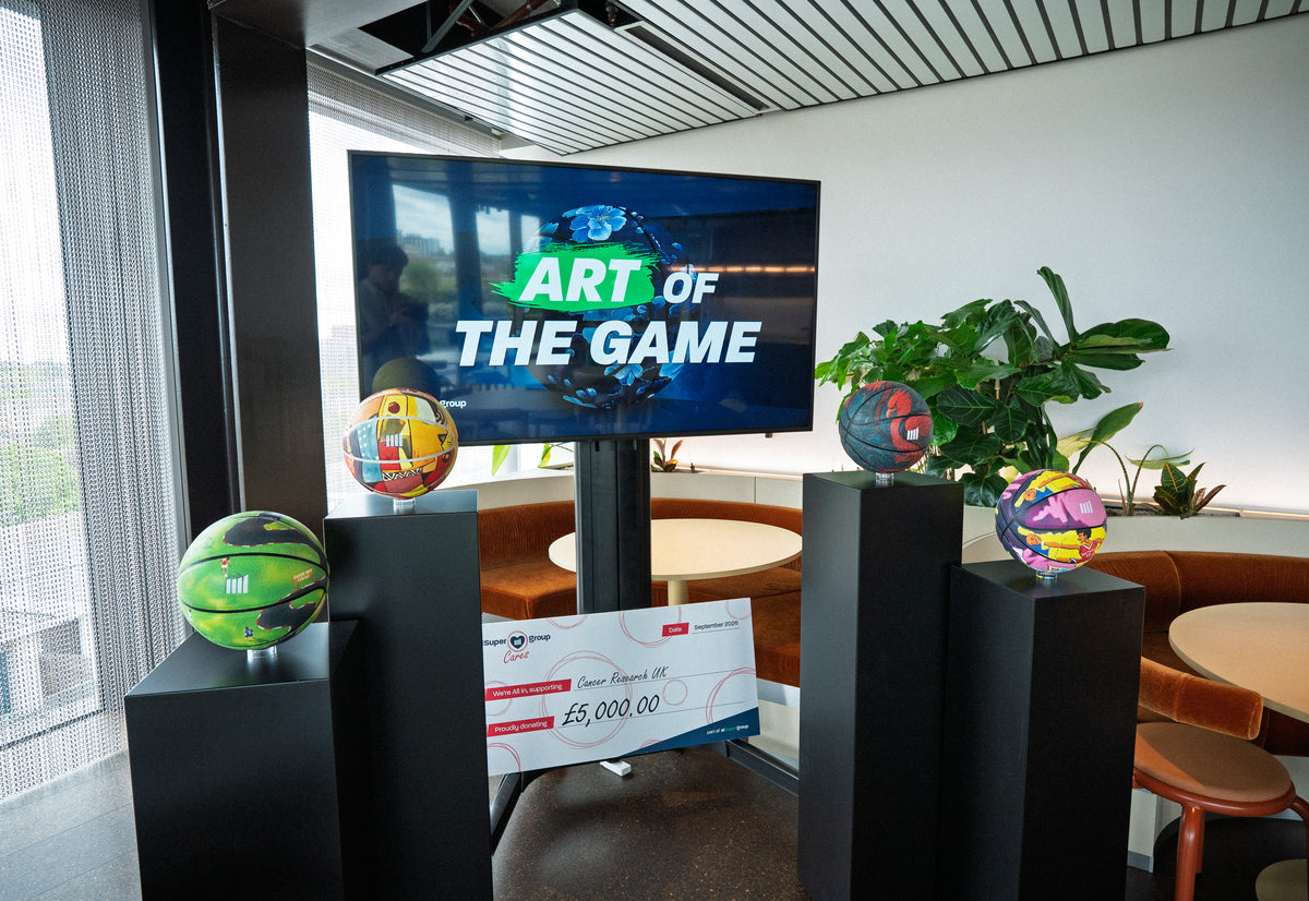 The top four entries to the global competition displayed in the SuperGroup London HQ.
